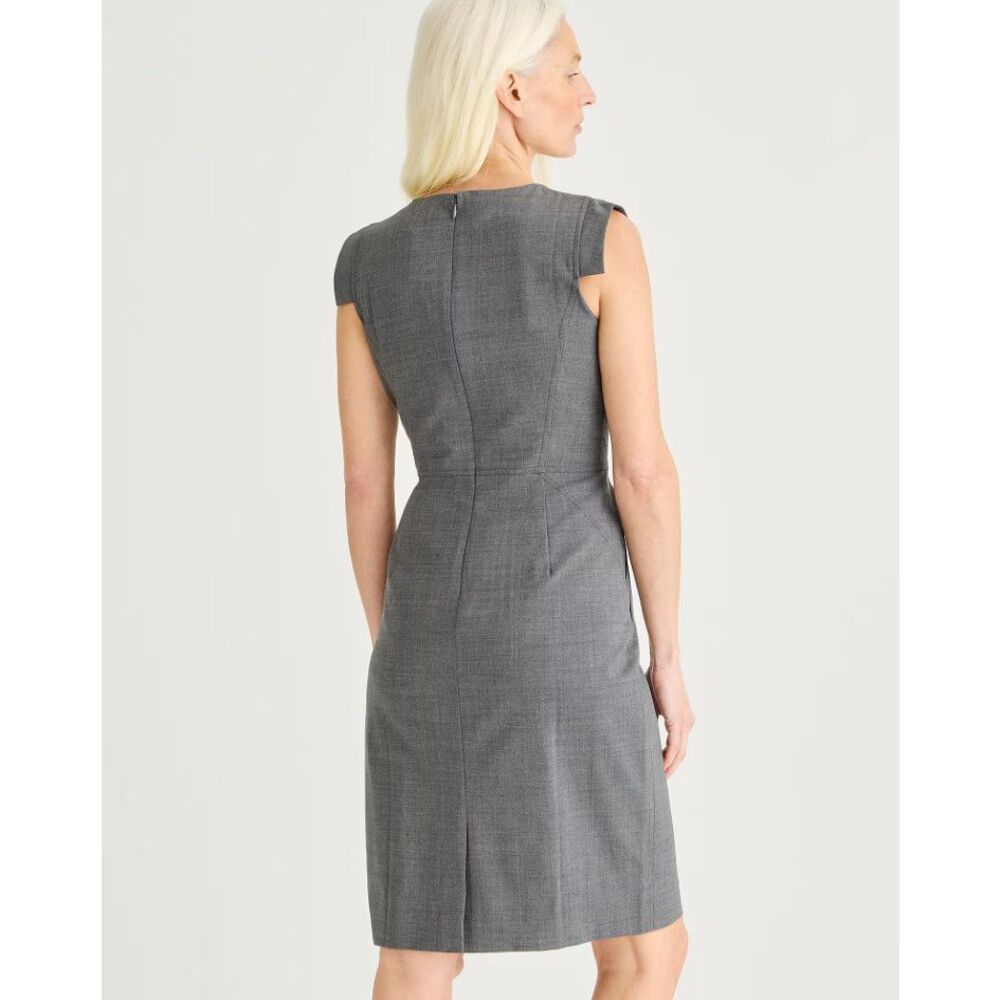 J. Crew Resume Sheath Dress Size 0P Gray Heather Cap Sleeve Stretch Wool Blend - Picture 2 of 13